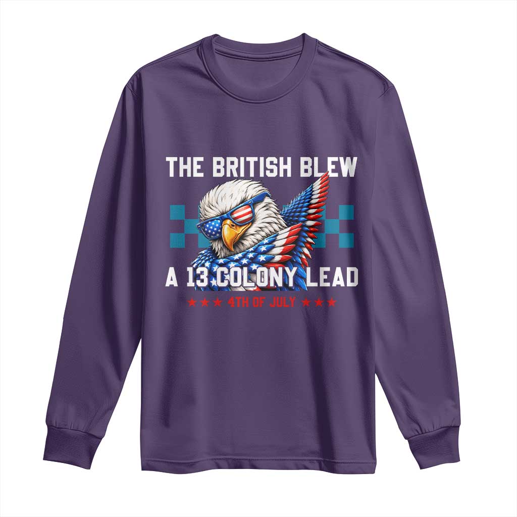 The British Blew A 13 Colony Lead Dabbing Eagle Long Sleeve Shirt Funny Patriotic 4th of July History Humor Graphic