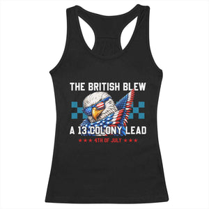The British Blew A 13 Colony Lead Dabbing Eagle Racerback Tank Top Funny Patriotic 4th of July History Humor Graphic