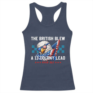 The British Blew A 13 Colony Lead Dabbing Eagle Racerback Tank Top Funny Patriotic 4th of July History Humor Graphic