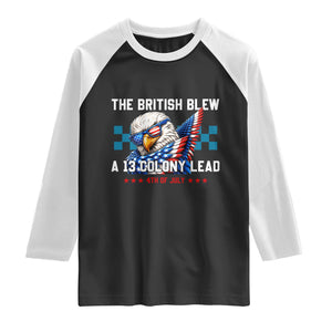 The British Blew A 13 Colony Lead Dabbing Eagle Raglan Shirt Funny Patriotic 4th of July History Humor Graphic
