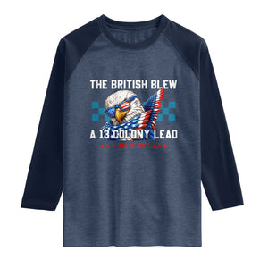The British Blew A 13 Colony Lead Dabbing Eagle Raglan Shirt Funny Patriotic 4th of July History Humor Graphic