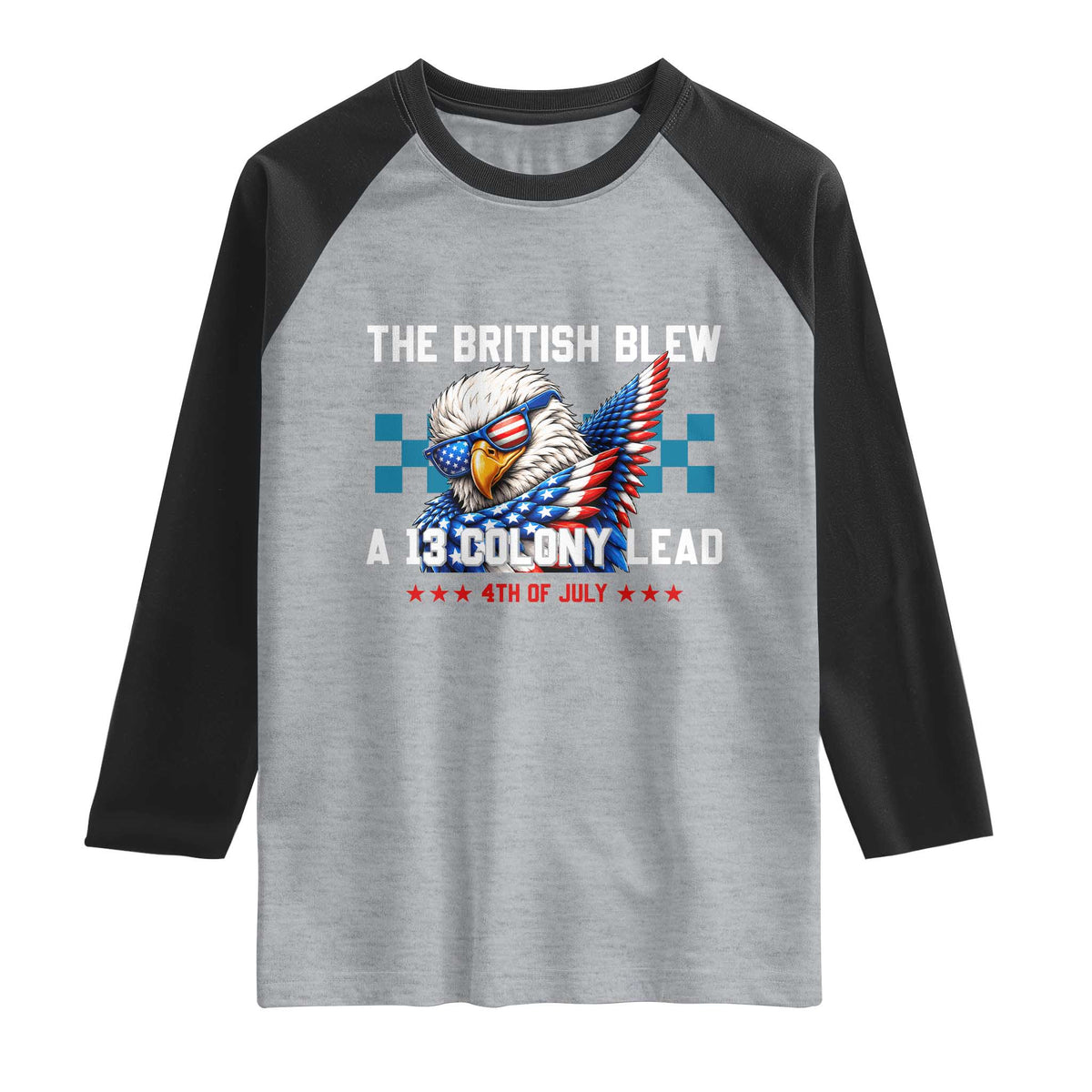 The British Blew A 13 Colony Lead Dabbing Eagle Raglan Shirt Funny Patriotic 4th of July History Humor Graphic
