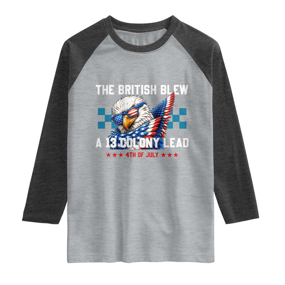 The British Blew A 13 Colony Lead Dabbing Eagle Raglan Shirt Funny Patriotic 4th of July History Humor Graphic