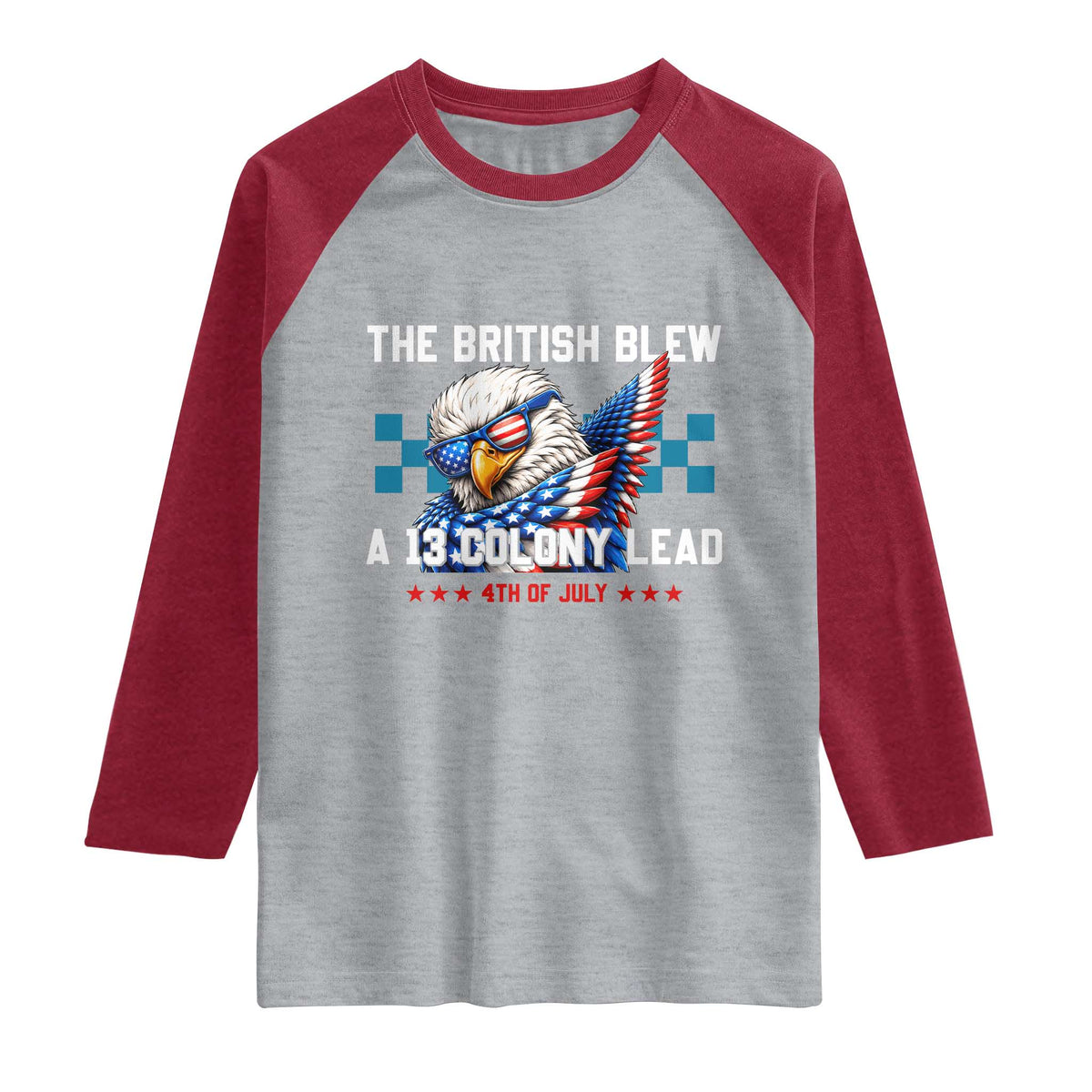 The British Blew A 13 Colony Lead Dabbing Eagle Raglan Shirt Funny Patriotic 4th of July History Humor Graphic