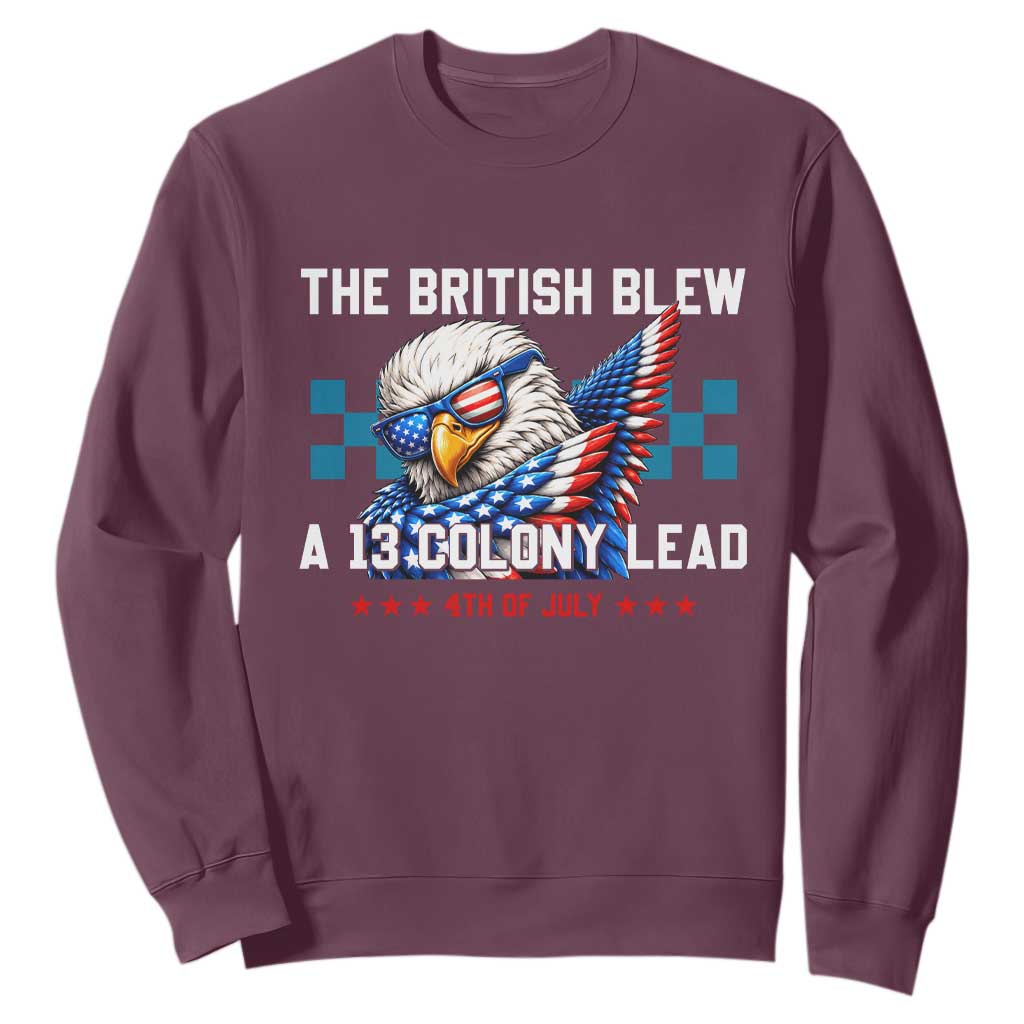 The British Blew A 13 Colony Lead Dabbing Eagle Sweatshirt Funny Patriotic 4th of July History Humor Graphic