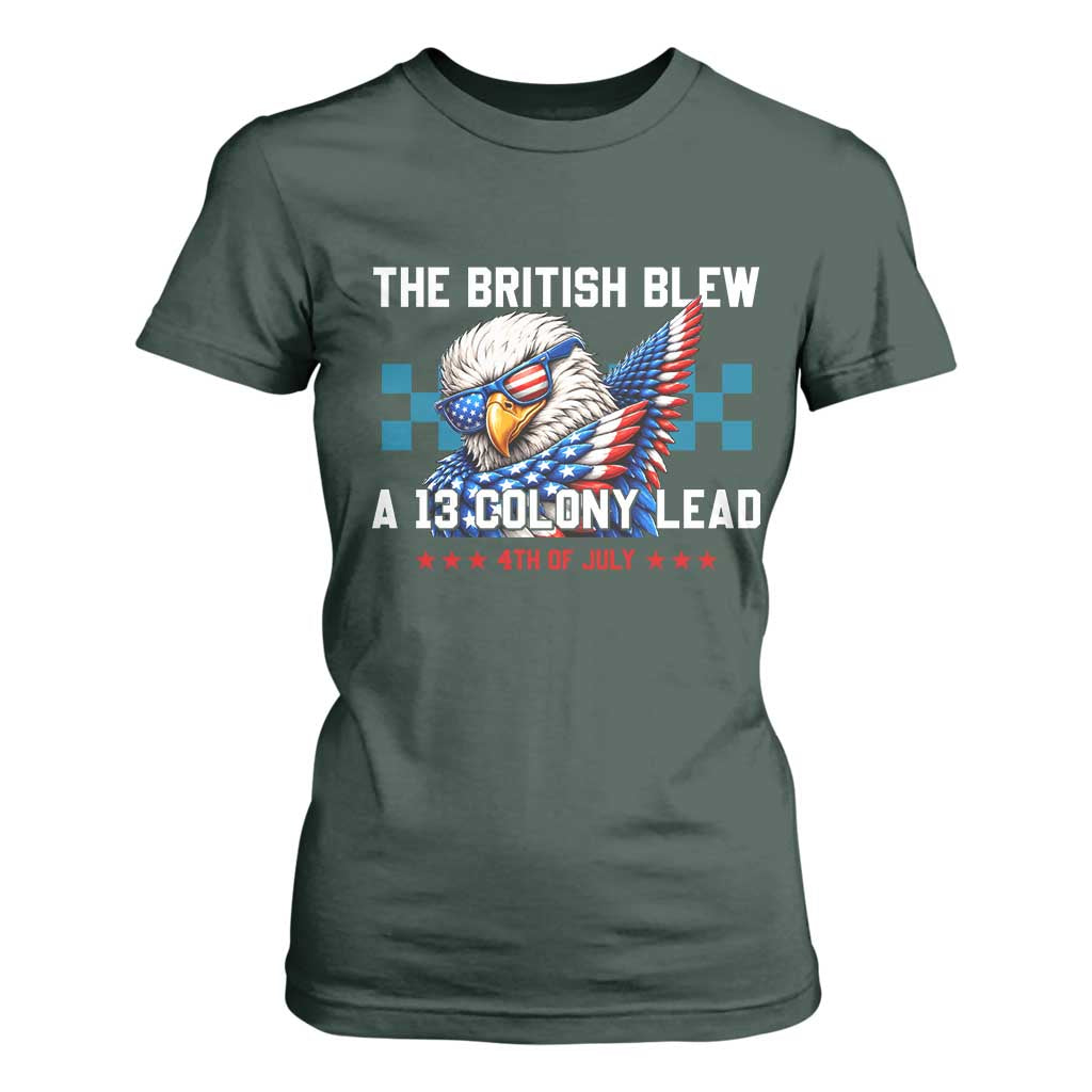 The British Blew A 13 Colony Lead Dabbing Eagle T Shirt For Women Funny Patriotic 4th of July History Humor Graphic