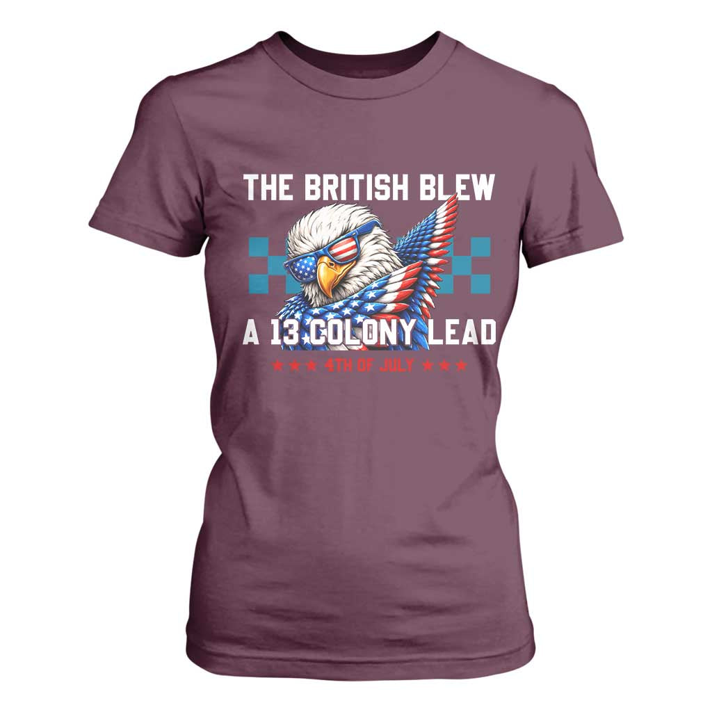The British Blew A 13 Colony Lead Dabbing Eagle T Shirt For Women Funny Patriotic 4th of July History Humor Graphic