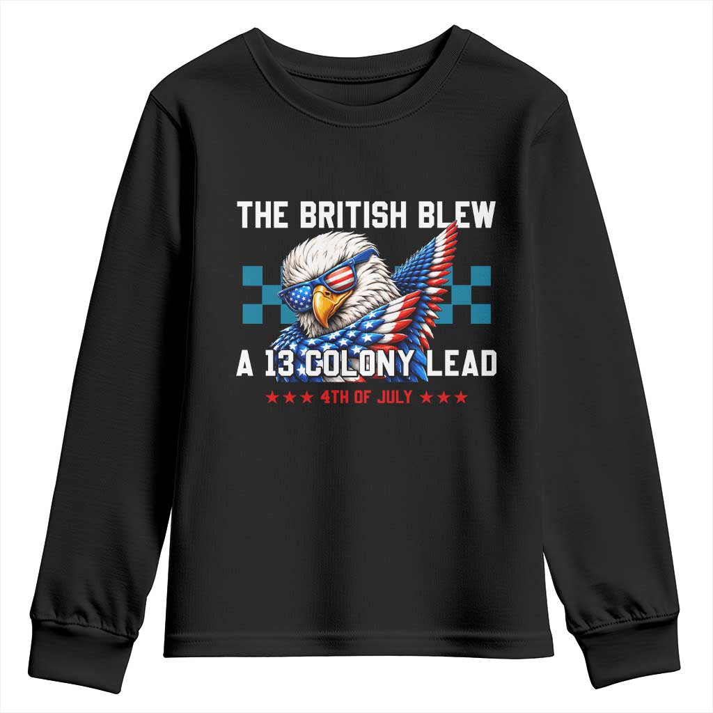 The British Blew A 13 Colony Lead Dabbing Eagle Youth Sweatshirt Funny Patriotic 4th of July History Humor Graphic