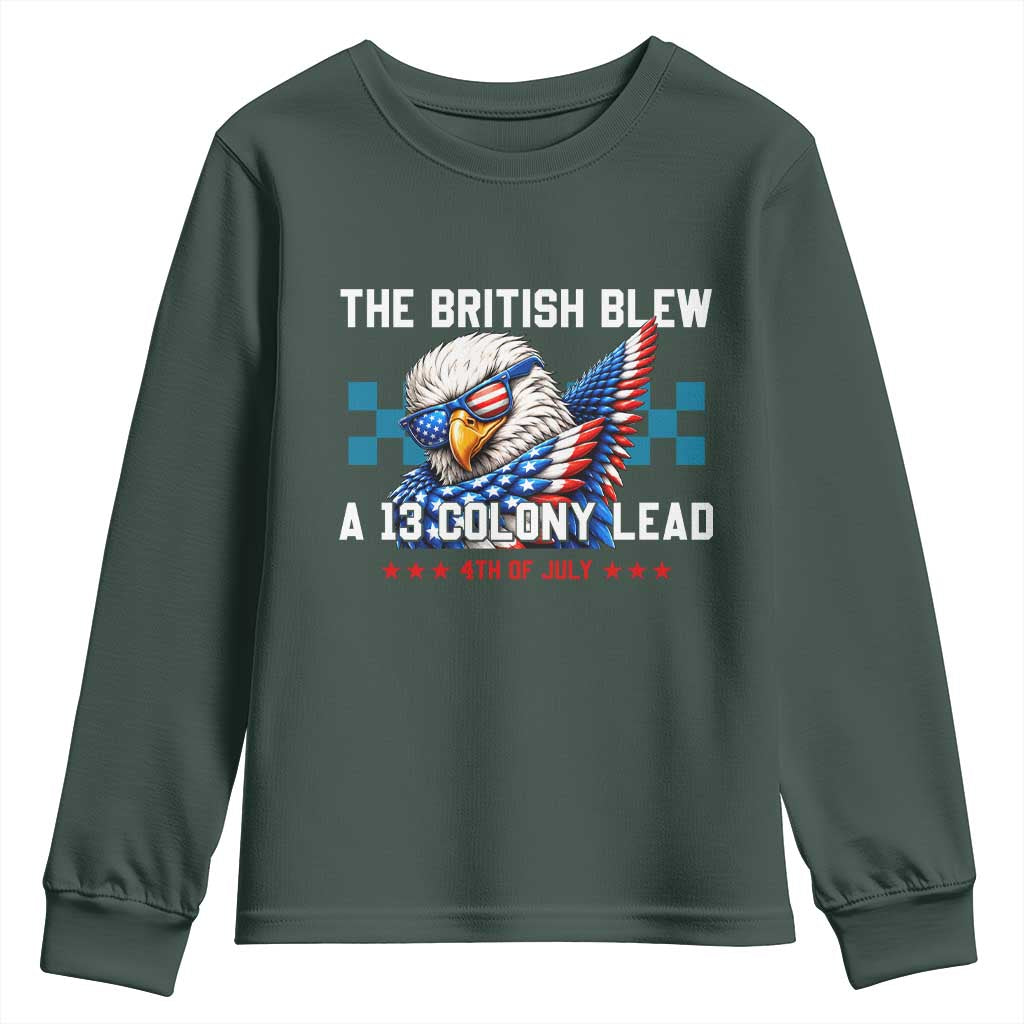 The British Blew A 13 Colony Lead Dabbing Eagle Youth Sweatshirt Funny Patriotic 4th of July History Humor Graphic