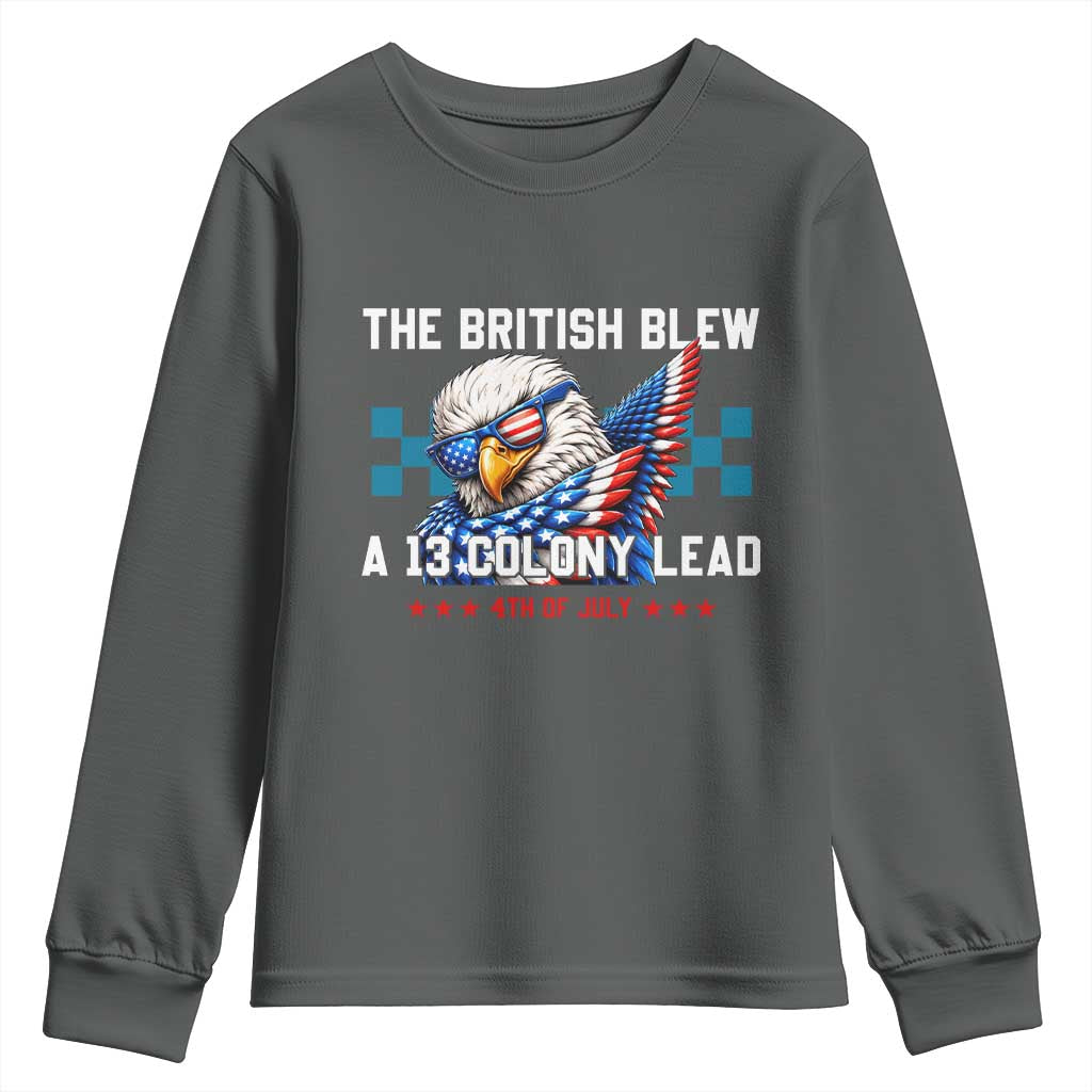 The British Blew A 13 Colony Lead Dabbing Eagle Youth Sweatshirt Funny Patriotic 4th of July History Humor Graphic