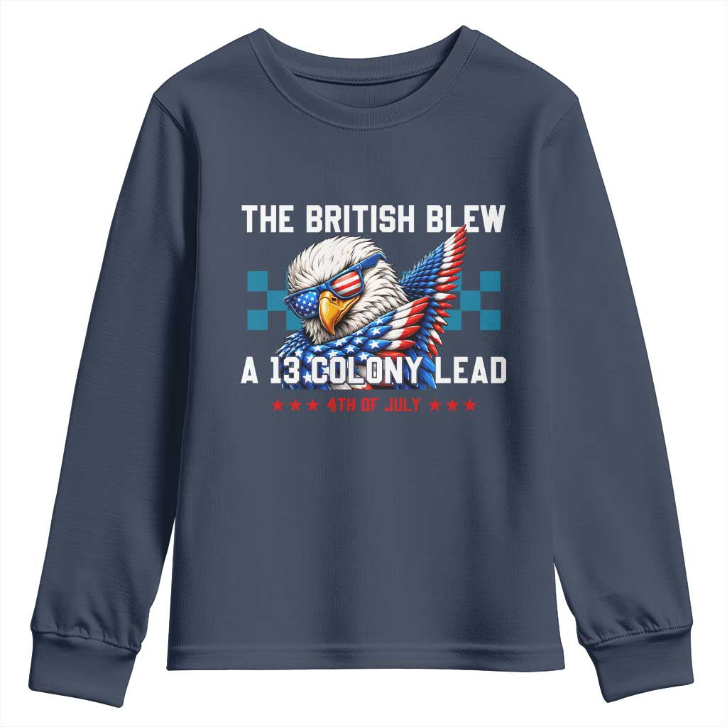 The British Blew A 13 Colony Lead Dabbing Eagle Youth Sweatshirt Funny Patriotic 4th of July History Humor Graphic