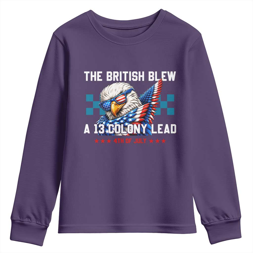 The British Blew A 13 Colony Lead Dabbing Eagle Youth Sweatshirt Funny Patriotic 4th of July History Humor Graphic