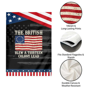 The British Blew A Thirteen Colony Lead Betsy Ross Flag Patriotic Garden Flag Vintage 4th of July History Graphic