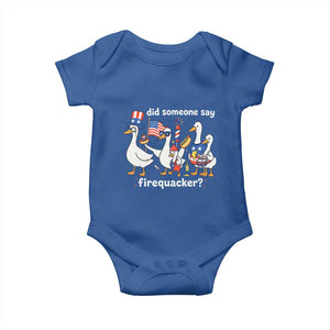 Funny Patriotic Duck Family 4th of July Fireworks Baby Onesie Did Someone Say Firequacker Word Pun Cute Graphic