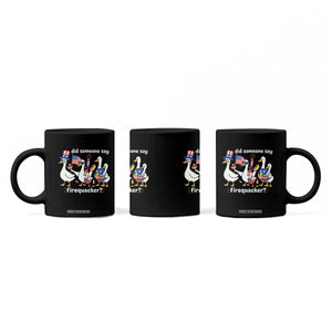 Funny Patriotic Duck Family 4th of July Fireworks Coffee Mug Did Someone Say Firequacker Word Pun Cute Graphic