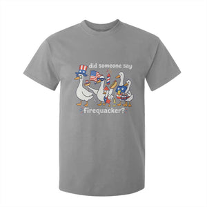 Funny Patriotic Duck Family 4th of July Fireworks T Shirt For Kid Did Someone Say Firequacker Word Pun Cute Graphic