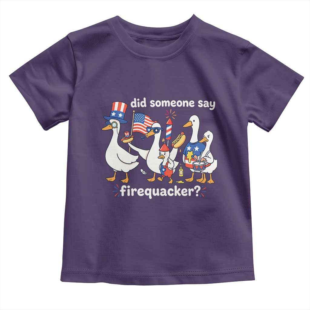 Funny Patriotic Duck Family 4th of July Fireworks Toddler T Shirt Did Someone Say Firequacker Word Pun Cute Graphic