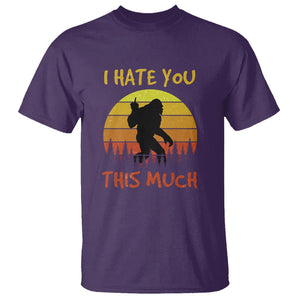 Funny Bigfoot T Shirt I Hate You This Much Middle Finger Sarcastic Sasquatch Retro Sunset TS02 Purple Printyourwear