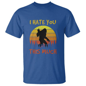 Funny Bigfoot T Shirt I Hate You This Much Middle Finger Sarcastic Sasquatch Retro Sunset TS02 Royal Blue Printyourwear