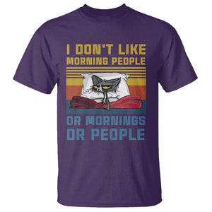 Sarcastic Cat T Shirt I Don't Like Morning People Or Mornings Or People TS02 Purple Printyourwear