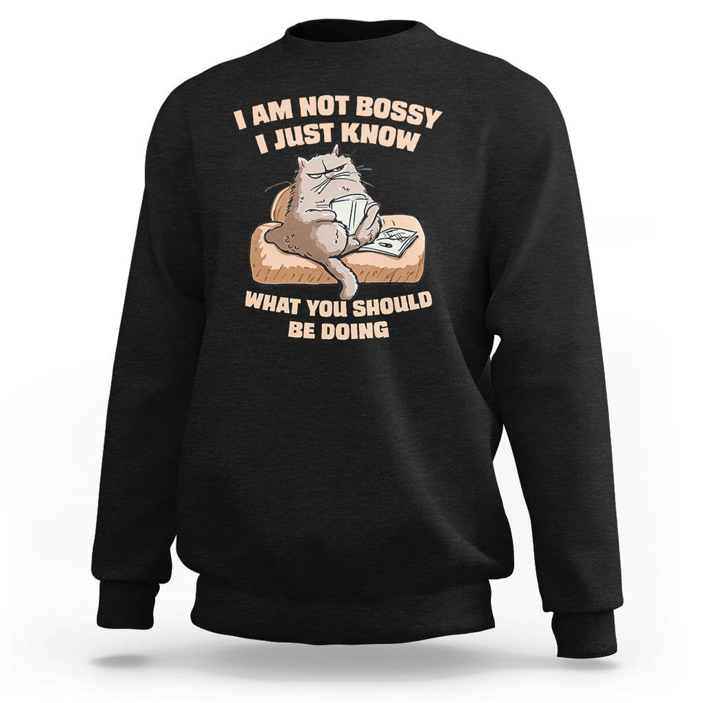 Sarcastic Cat Sweatshirt I Am Not Bossy I Just Know What You Should Be Doing TS02 Black Printyourwear