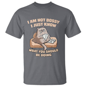 Sarcastic Cat T Shirt I Am Not Bossy I Just Know What You Should Be Doing TS02 Charcoal Printyourwear