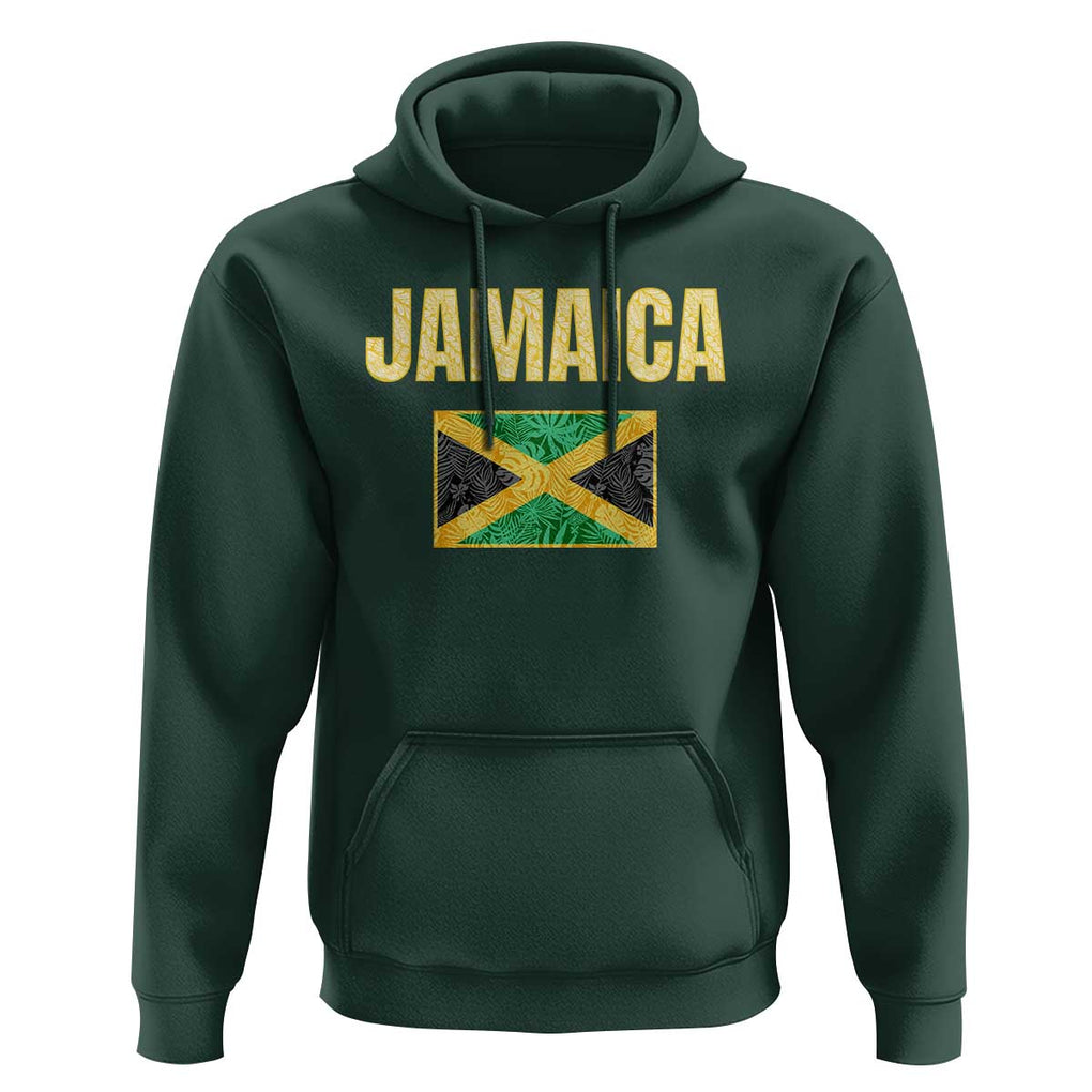 Retro Jamaica Hoodie Tropical Jamaican Flag TS02 Dark Forest Green Print Your Wear