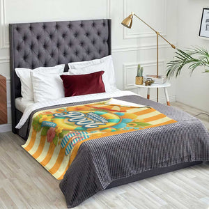Welcome to Our Pool Retro Retro Gingham Stripes Summer Throw Blanket