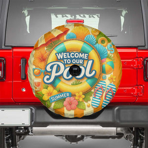 Welcome to Our Pool Retro Retro Gingham Stripes Summer Spare Tire Cover TS02 Citrus Stripe Print Your Wear