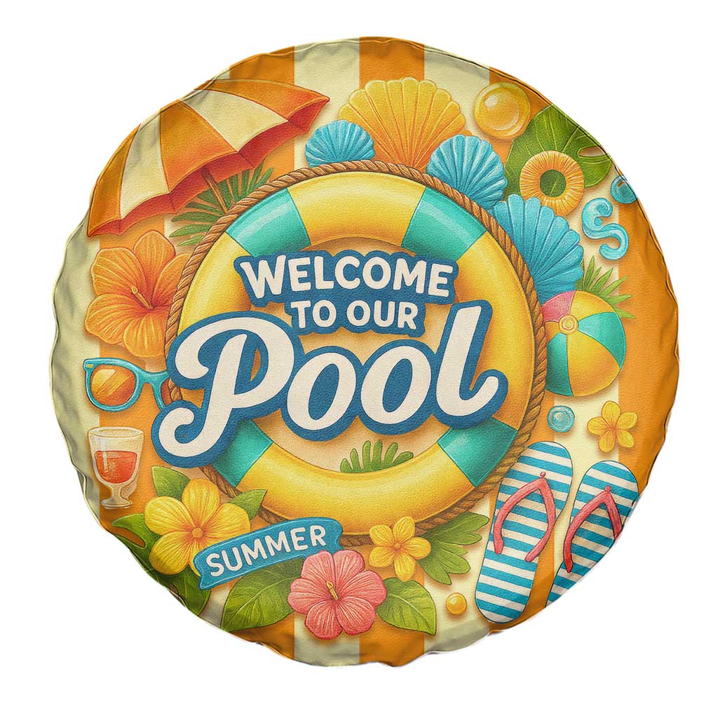 Welcome to Our Pool Retro Retro Gingham Stripes Summer Spare Tire Cover TS02 Print Your Wear