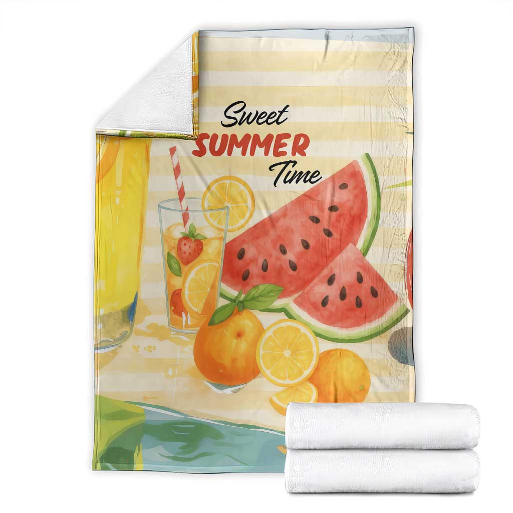 Sweet Summer Time Citrus Fruit Cocktails Poolside Beach Throw Blanket