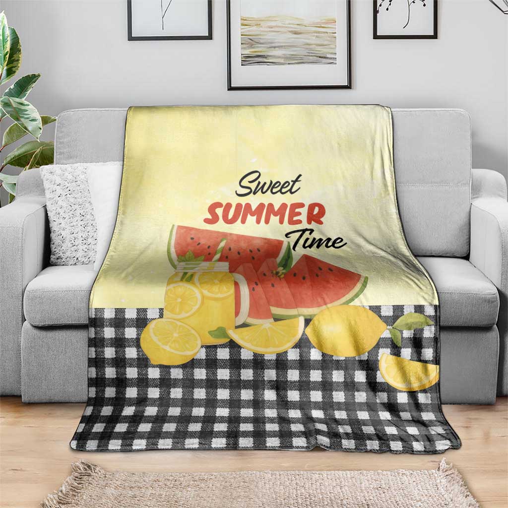 Sweet Summer Time Watermelon Lemon Mason Jar Gingham Throw Blanket Rustic Country Aesthetics TS02 Print Your Wear