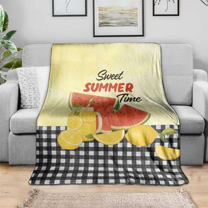 Sweet Summer Time Watermelon Lemon Mason Jar Gingham Throw Blanket Rustic Country Aesthetics TS02 Print Your Wear