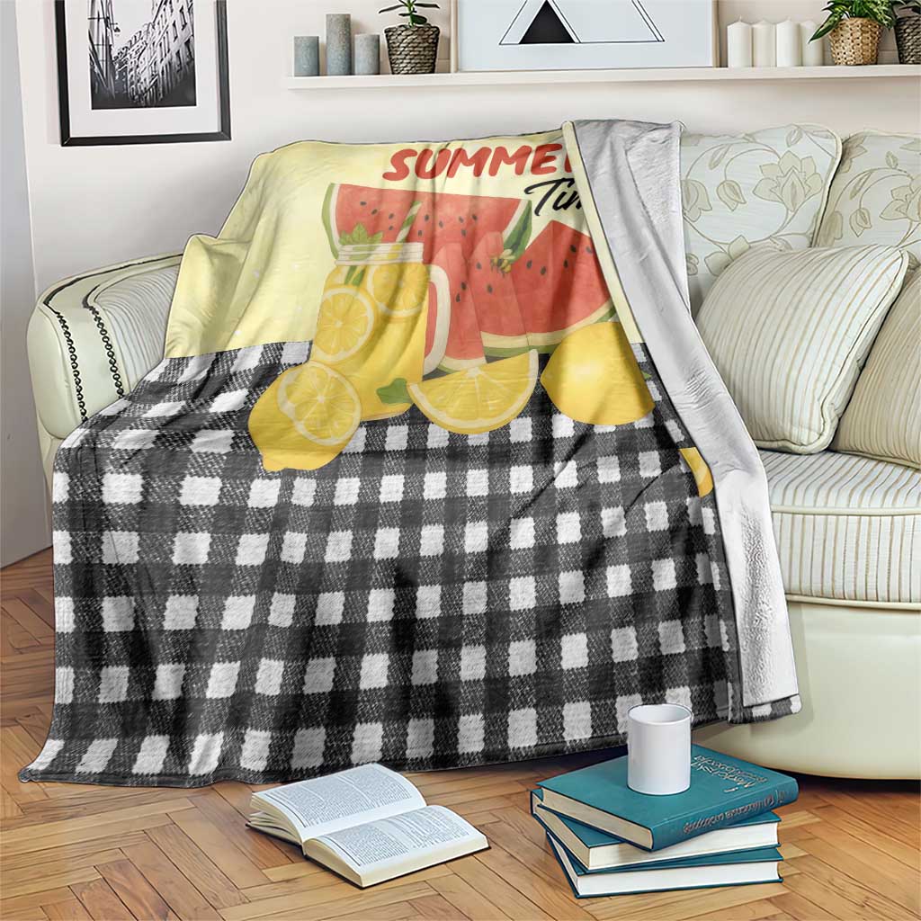 Sweet Summer Time Watermelon Lemon Mason Jar Gingham Throw Blanket Rustic Country Aesthetics TS02 Print Your Wear