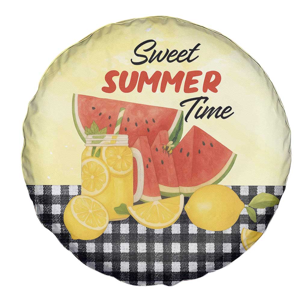 Sweet Summer Time Watermelon Lemon Mason Jar Gingham Spare Tire Cover Rustic Country Aesthetics TS02 Print Your Wear