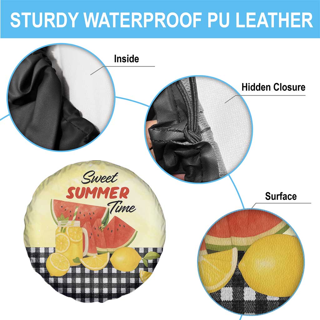 Sweet Summer Time Watermelon Lemon Mason Jar Gingham Spare Tire Cover Rustic Country Aesthetics TS02 Print Your Wear
