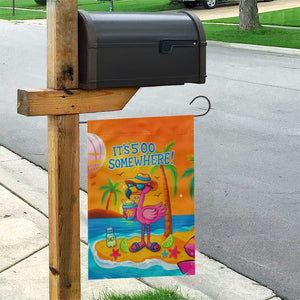It’s 5 Somewhere Flamingo Tropical Beach Vacation Garden Flag Oasis Summer Vibes TS02 Print Your Wear