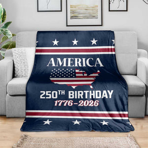 America 250th Birthday 1776 2026 Patriotic USA Map Throw Blanket Red White Blue 4th of July Independence Celebration TS02 Print Your Wear