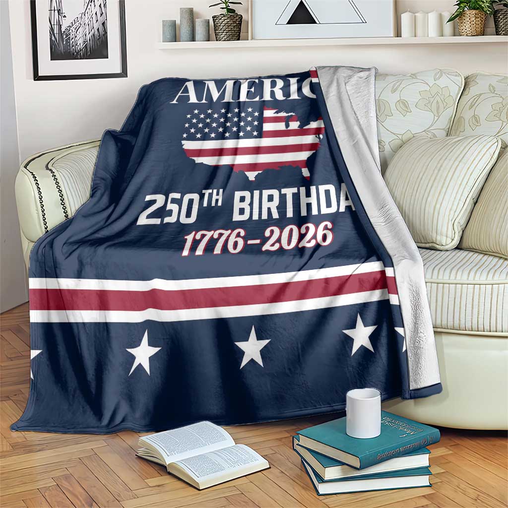 America 250th Birthday 1776 2026 Patriotic USA Map Throw Blanket Red White Blue 4th of July Independence Celebration TS02 Print Your Wear