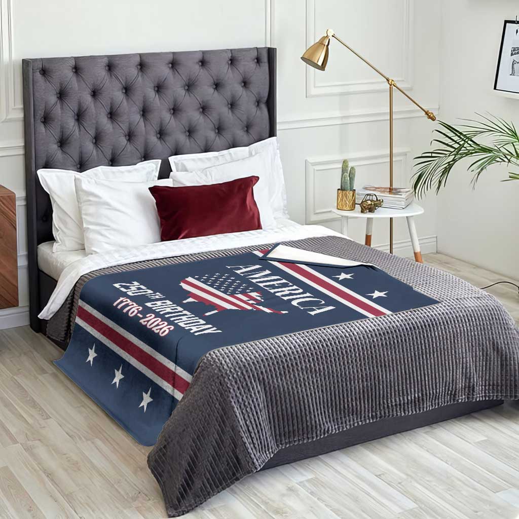 America 250th Birthday 1776 2026 Patriotic USA Map Throw Blanket Red White Blue 4th of July Independence Celebration TS02 Print Your Wear