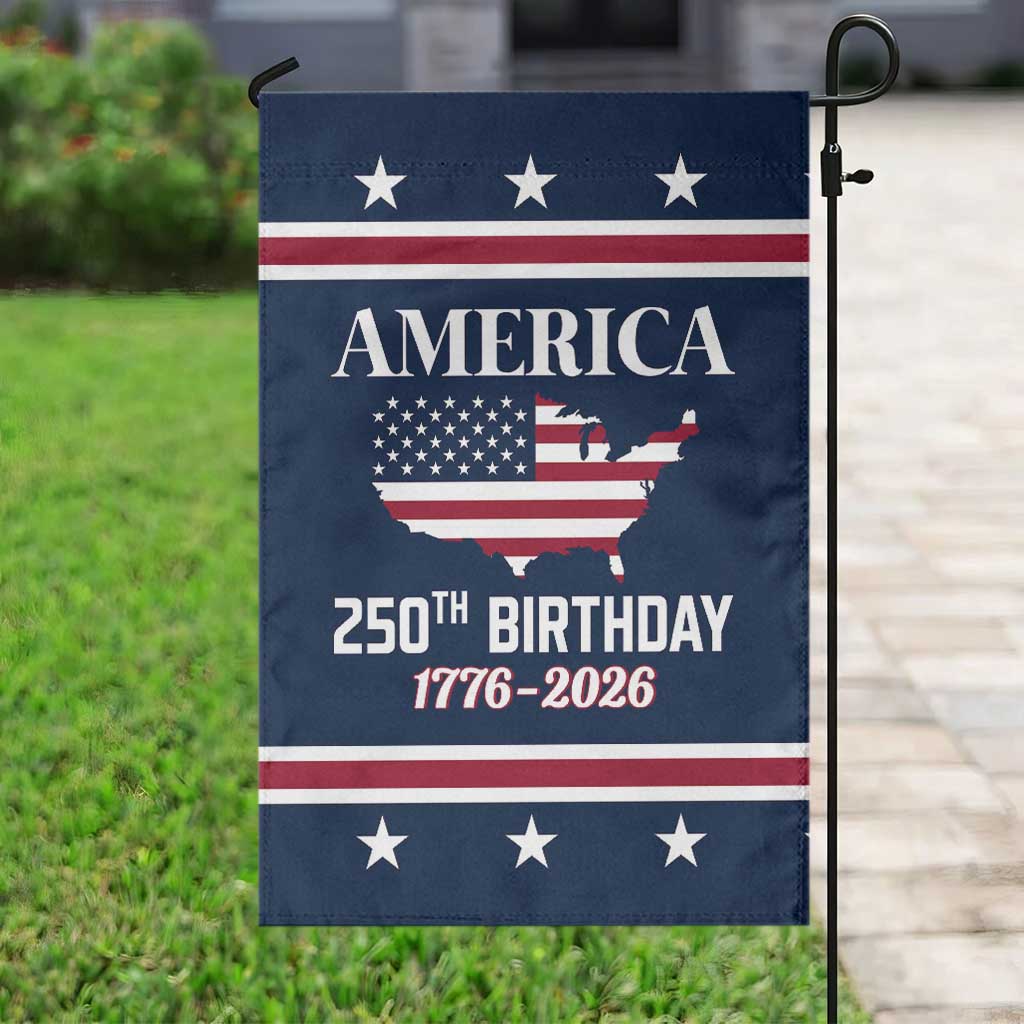 America 250th Birthday 1776 2026 Patriotic USA Map Garden Flag Red White Blue 4th of July Independence Celebration TS02 Print Your Wear