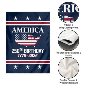 America 250th Birthday 1776 2026 Patriotic USA Map Garden Flag Red White Blue 4th of July Independence Celebration TS02 Print Your Wear
