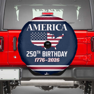 America 250th Birthday 1776 2026 Patriotic USA Map Spare Tire Cover Red White Blue 4th of July Independence Celebration TS02 Navy Print Your Wear