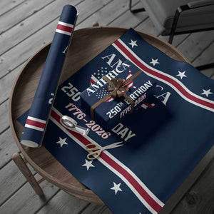 America 250th Birthday 1776 2026 Patriotic USA Map Wrapping Paper Roll Red White Blue 4th of July Independence Celebration TS02 Print Your Wear