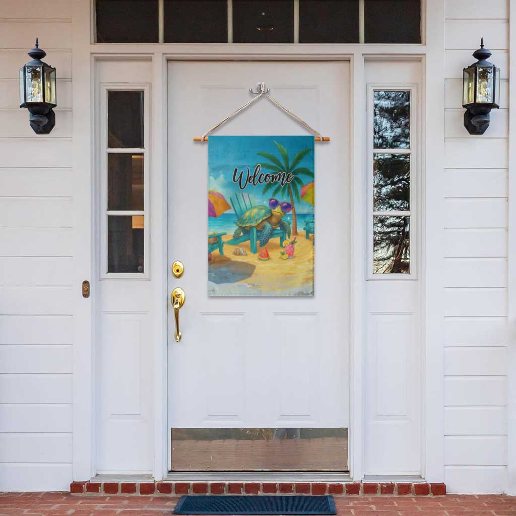 Welcome Beach Sea Turtle Relaxing in Chair Garden Flag Tropical Oasis Summer Vibes Vacation TS02 Print Your Wear