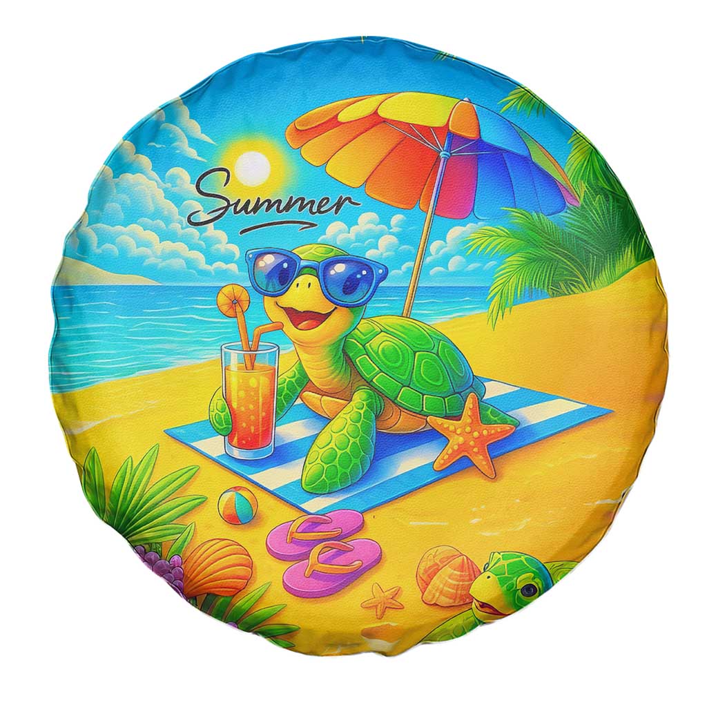 Summer Sea Turtle Drinking Cocktail Spare Tire Cover Beach Paradise Oasis Vacation TS02 Print Your Wear
