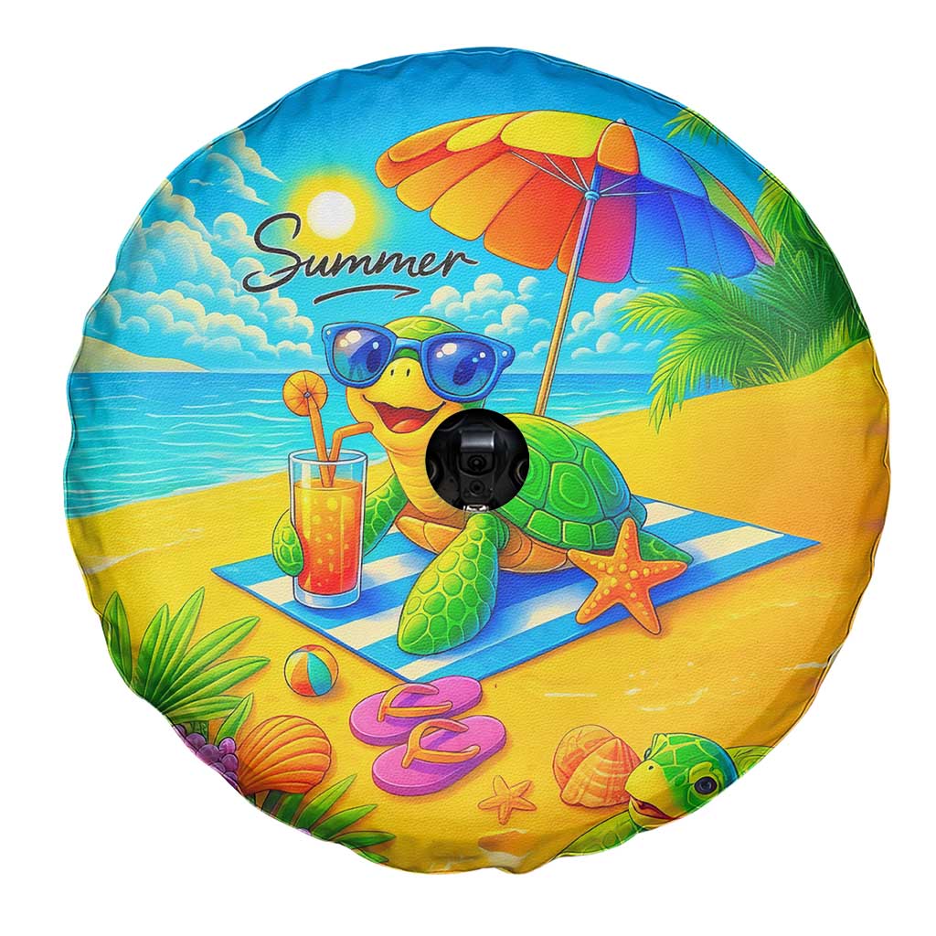 Summer Sea Turtle Drinking Cocktail Spare Tire Cover Beach Paradise Oasis Vacation TS02 Print Your Wear