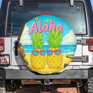 Aloha Sunglasses Pineapples Tropical Hawaii Spare Tire Cover Beach Vacation Oasis Summer Vibes TS02 No hole Tropical Blue Print Your Wear