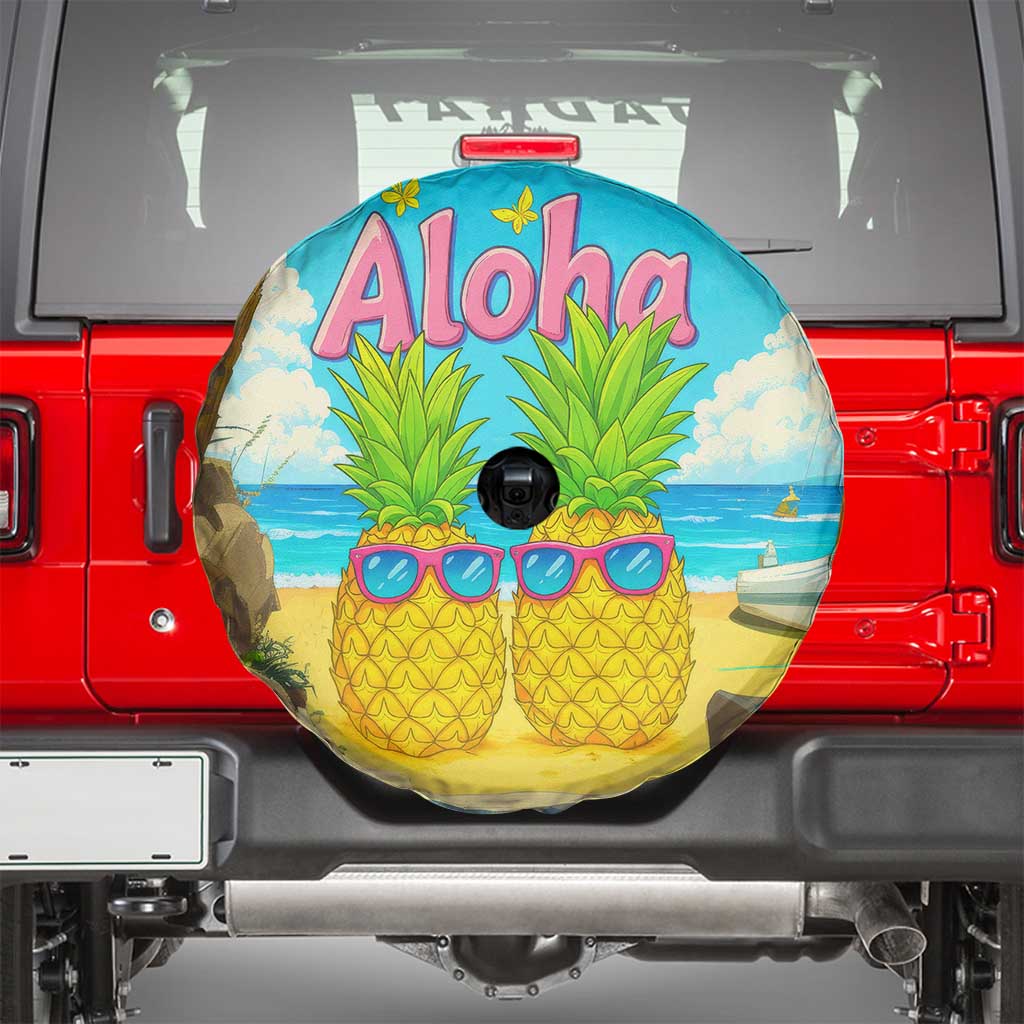 Aloha Sunglasses Pineapples Tropical Hawaii Spare Tire Cover Beach Vacation Oasis Summer Vibes TS02 Tropical Blue Print Your Wear