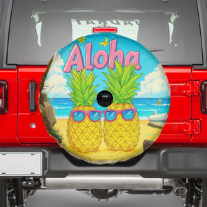Aloha Sunglasses Pineapples Tropical Hawaii Spare Tire Cover Beach Vacation Oasis Summer Vibes TS02 Tropical Blue Print Your Wear